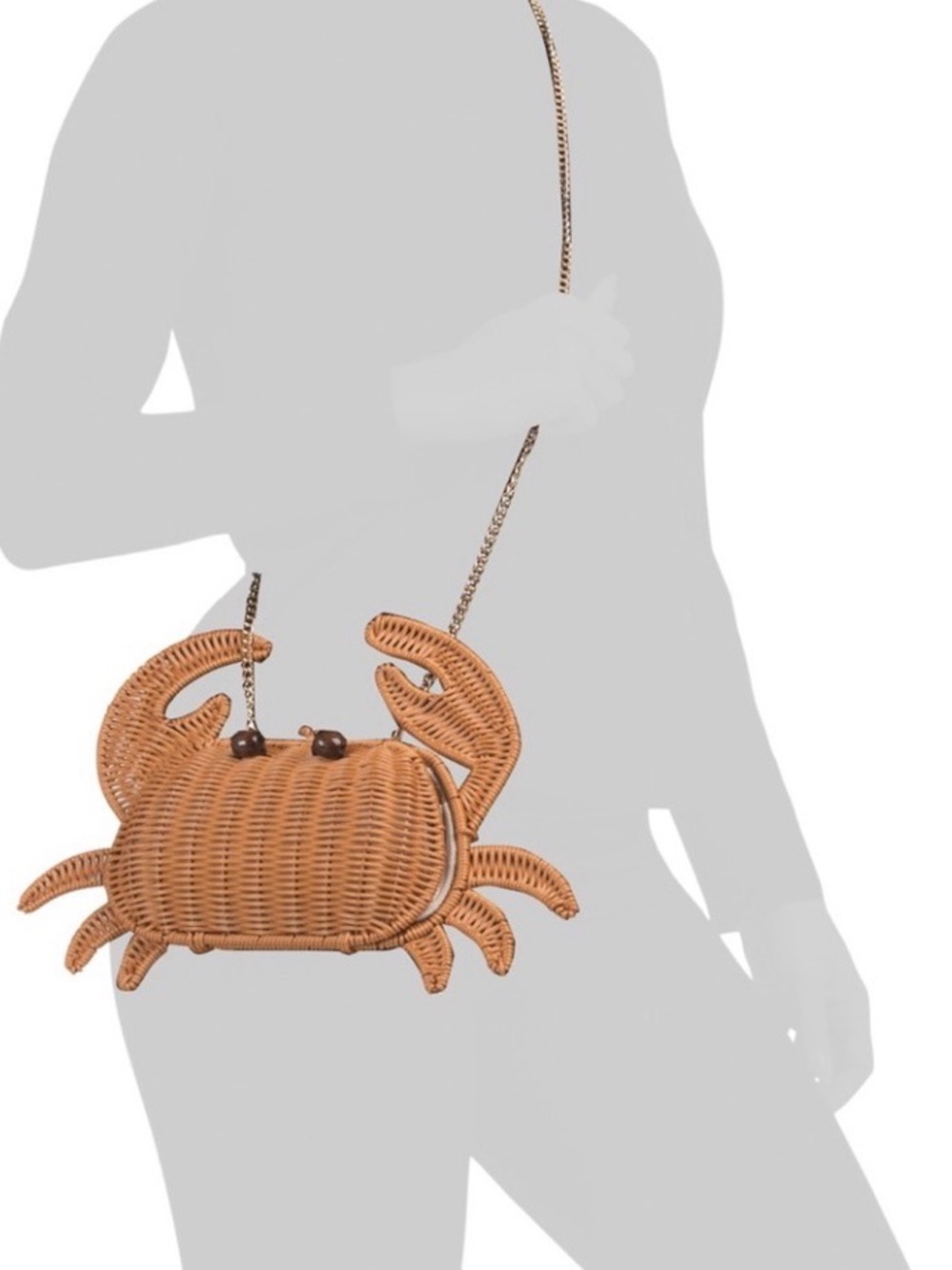 New Tommy Bahama Woven Crab-Shaped Rattan Beach Bag - Brown - Picture 11 of 16